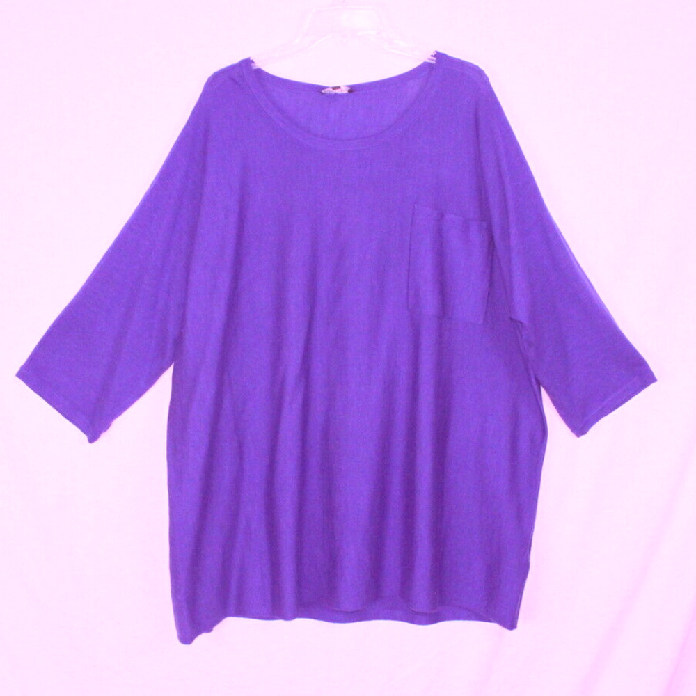 Eileen Fisher Jersey Blouse 3x size Blue Plus Top